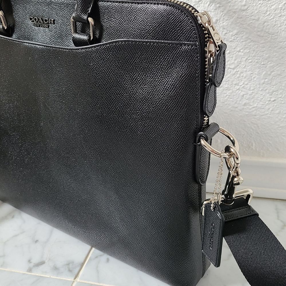 NWT Coach black leather briefcase or laptop bag - Picture 4 of 7